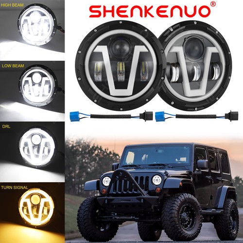 7inch round led headlights - 2x,