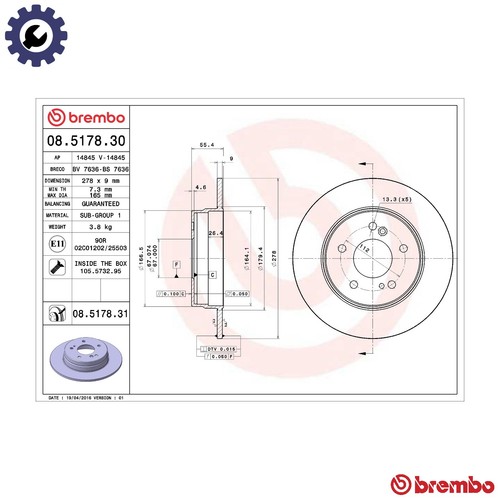 Brake disc 5178 31 - brake, for