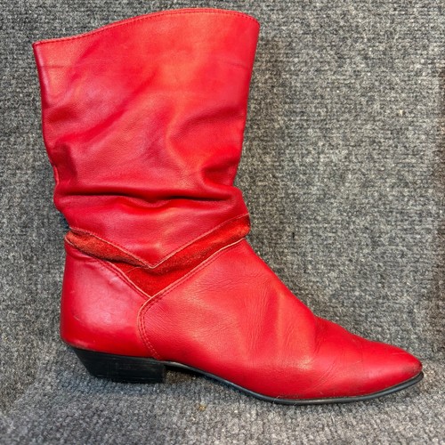 Vintage 80s red leather slouch - vintage,