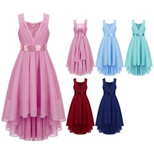 Flower Girls Chiffon Bridesmaid Dress High-low Hem Wedding Pageant Dresses Party