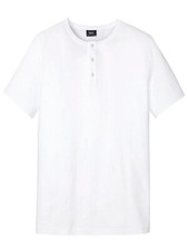 Men's White Pure Cotton Henley Neck T-Shirt UK Size M To  4XL