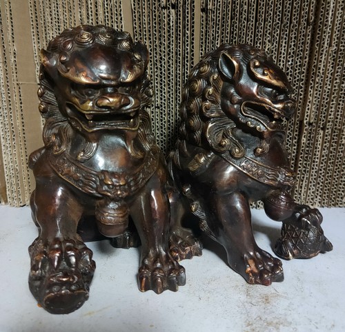 Vintage old bronze lions door - lions,