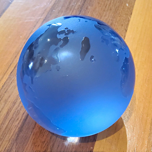 Blue frosted glass globe - frosted,