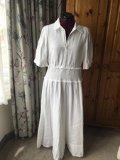 me+em cheesecloth Shirred White Maxi Shirt dress 14 NEVER WORN 