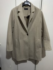 M&S Oatmeal Beige Single Button Mid Length Coat With Pockets Size 22