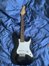 Elevation Black And White Electric Guitar Strat Style for Beginners