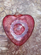 VICTORIAN CRANBERRY GLASS HEART SHAPED CREAM BOWL