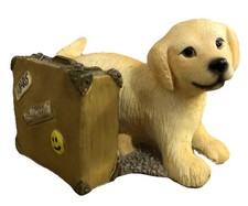 The Leonardo Collection Golden Labrador Pup with Suitcase 6CM ( Ex-Display )