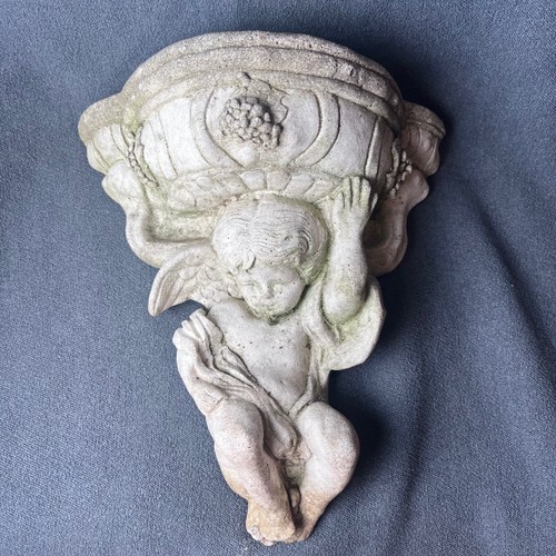 Vintage concrete cherub - concrete,