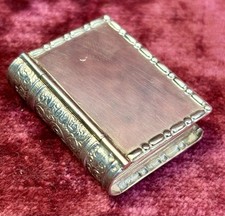 A Lovely Novelty Solid Silver Pill Box In The Shape Of A Book. Gilt Interior.