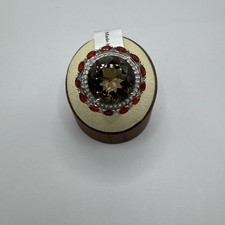 Smokey Quartz, Fire Opal & White Topaz Sterling Silver Ring 11.66cts size r-s