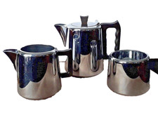 STUNNING VINTAGE ART DECO  'SWAN'   3 PIECE TEA SET c.1930 - POLISHED CHROMIUM