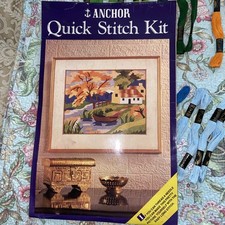 Anchor Quick Stitch Kit -Tapestry -Size 28 Cm X 36 Cm -Retro 1993 Cottage  River