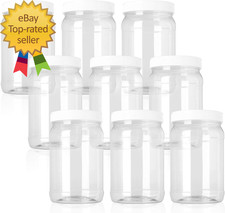 9 Pack 32 Oz Plastic Jars with