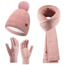 3pcs Knitted Hat Scarf Gloves