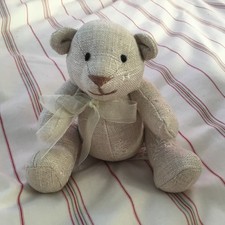 Laura Ashley Bear 7inches Joonted Arms and Legs Cloth Material Cute Bow