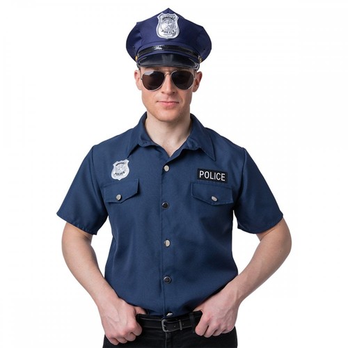 Mens blue police shirt - shirt, cop