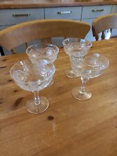 Vintage Crystal Glass Champagne Glasses 1950s Vintage Set of 4 Glasses