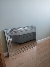 LAST CHANCE Mirror Large Glass Frame Art Deco Wall Mirror Triple Bevel Panel  .