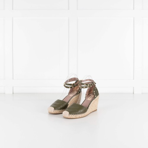 Valentino khaki wedge - valentino, leather