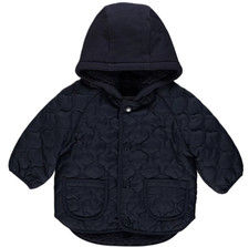 Baby Autumn Jacket Coat Fleece Fur Lined  Jersey Hood Navy Blue 12-18m by George