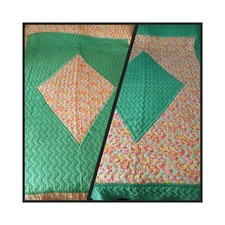 Genuine Vintage Green Multi Cotton Reversible Paisley Comfy Quilt Throw 66" 88"