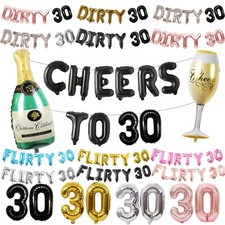 30th Birthday Balloons Black &Gold Dirty 30 Balloons Party 30TH 40th Decorations