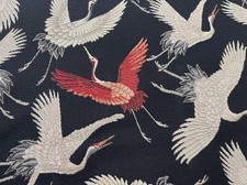 Cranes Black Woven Fabric