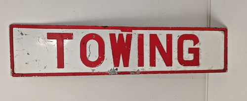 Vintage car towing sign number - car,
