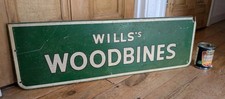 VINTAGE WILLS's WOODBINES ADVERTISING SIGN - Old Tobacco Shop Display Cigarettes