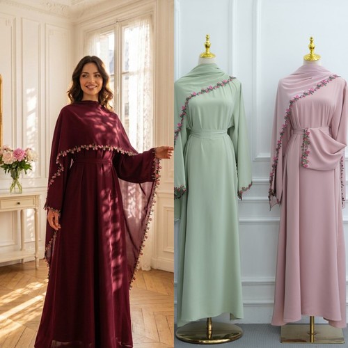 Eid luxury floral trim - floral, abaya