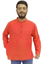Scarlet Saffron Grandad Casual Collarless Full Sleeve Men's Kurta Shirt
