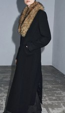 ZARA WOOL COAT WITH FAUX FUR COLLAR ZW BLACK NEW FW25/26 SIZES XS-XL 3736/251