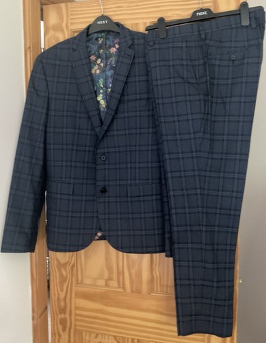 Mens navy blue check piece - check, 2