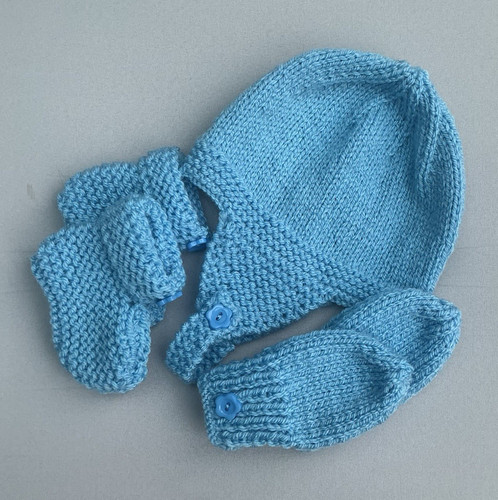 Blue wool knit newborn - wool,