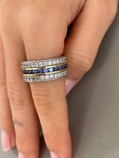 QVC cubic zirconia diamonique saphire and diamond eternity ring silver hallmark
