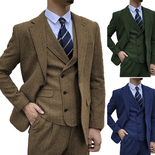Mens 3pcs tweed suit vintage - tweed,