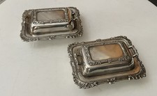 Vintage Antique Pair Vogel Novelty Miniature Silver Plate Chaffing Dish Dishes