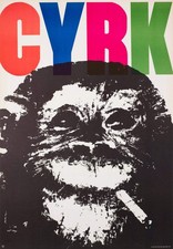 Cyrk Smoking Chimpanzee 1964 B1 Polish Circus Poster, Waldemar Swierzy