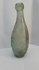 Hooper &  Struve Blob top skittle Bottle To Hm The King  Antique green glass
