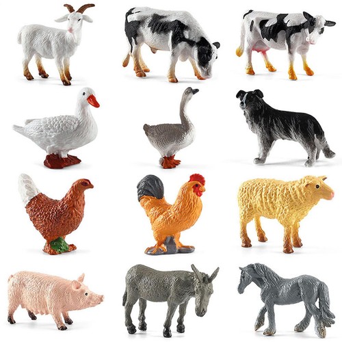 12x farm animals model mini - 12x,