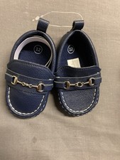 BABY BOYS SHOES SOFT SOLE SLIP ON NAVY, WHITE, BABY BLUE - UK DESIGNER PRAM SHOE