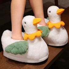 Cute Cartoon Duck Fluffy Slippers for Woman Winter Warm Shoes Soft Plush Funny F
