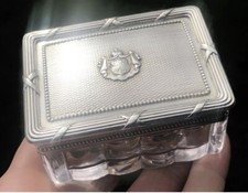 Faberge Russian Julius Rappoport Workmaster Imperial Silver Gilt Vanity Set Box