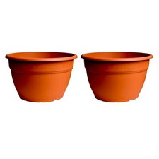 Orione Plastic Planter Squat 24L Terracotta Colour Strong Garden Pots 2/4/6 pack