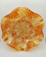 Brockwitz Curved Star Headdress Carnival Glass Marigold Bowl Good Condition