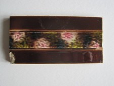 ANTIQUE VICTORIAN MOULDED & MAJOLICA GLAZED 6" X 3" BORDER TILE - MARBLE EFFECT