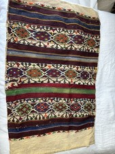 Rustic Kilim Rug Sack Hand Woven Orange Green Blue Red