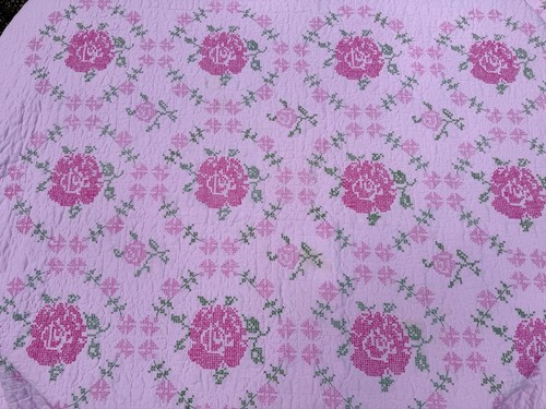 Vtg hand embroidered rose - vtg,