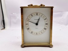 VINTAGE H. SAMUEL QUARTZ CARRIAGE MANTEL CLOCK BRASS CASE ENGLAND COLLECTIBLE
